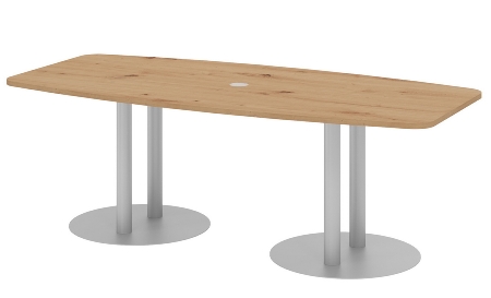 Hammerbacher Konferenztisch Serie KT52C Tellerfuß (BxTxH) 520x130/85x74cm Tischplatte Eiche/Chrom