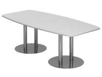 Konferenztisch Serie KT22S mit Säulenfuß verchromt (BxTxH) 220x103/83x74,5cm Tischplatte Weiß