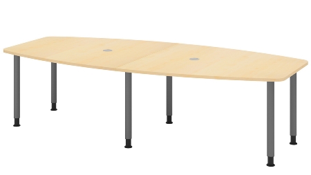 Hammerbacher Konferenztisch Serie KT22C Füße Ø60mm (BxTxH) 220x103/83x72-74cm Tischplatte Eiche/Chrom
