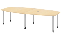Hammerbacher Konferenztisch Serie KT22C Füße Ø60mm (BxTxH) 220x103/83x72-74cm Tischplatte Eiche/Chrom