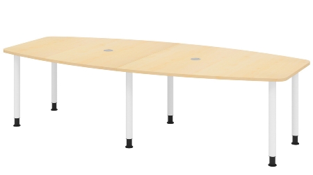 Hammerbacher Konferenztisch Serie KT22C Füße Ø60mm (BxTxH) 220x103/83x72-74cm Tischplatte Eiche/Chrom