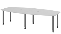 Hammerbacher Konferenztisch Serie KT28C Füße Ø60mm (BxTxH) 280x130/85x72-74cm Tischplatte Grau/Graphit