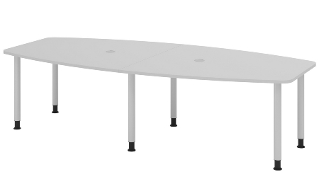 Hammerbacher Konferenztisch Serie KT22C Füße Ø60mm (BxTxH) 220x103/83x72-74cm Tischplatte Eiche/Chrom