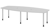 Hammerbacher Konferenztisch Serie KT22C Füße Ø60mm (BxTxH) 220x103/83x72-74cm Tischplatte Eiche/Chrom