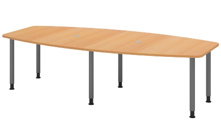 Hammerbacher Konferenztisch Serie KT22C Füße Ø60mm (BxTxH) 220x103/83x72-74cm Tischplatte Eiche/Chrom