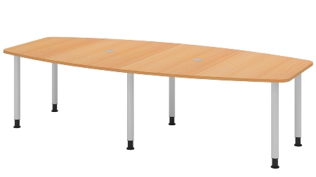 Hammerbacher Konferenztisch Serie KT22C Füße Ø60mm (BxTxH) 220x103/83x72-74cm Tischplatte Eiche/Chrom