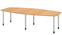Hammerbacher Konferenztisch Serie KT22C Füße Ø60mm (BxTxH) 220x103/83x72-74cm Tischplatte Eiche/Chrom