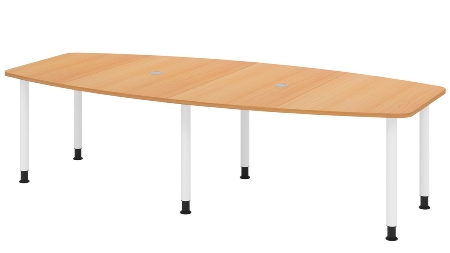 Hammerbacher Konferenztisch Serie KT22C Füße Ø60mm (BxTxH) 220x103/83x72-74cm Tischplatte Eiche/Chrom