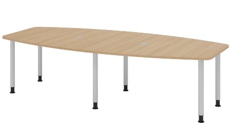 Hammerbacher Konferenztisch Serie KT22C Füße Ø60mm (BxTxH) 220x103/83x72-74cm Tischplatte Eiche/Chrom