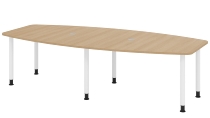 Hammerbacher Konferenztisch Serie KT22C Füße Ø60mm (BxTxH) 220x103/83x72-74cm Tischplatte Eiche/Chrom