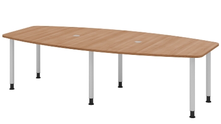 Hammerbacher Konferenztisch Serie KT22C Füße Ø60mm (BxTxH) 220x103/83x72-74cm Tischplatte Eiche/Chrom
