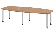 Hammerbacher Konferenztisch Serie KT22C Füße Ø60mm (BxTxH) 220x103/83x72-74cm Tischplatte Eiche/Chrom