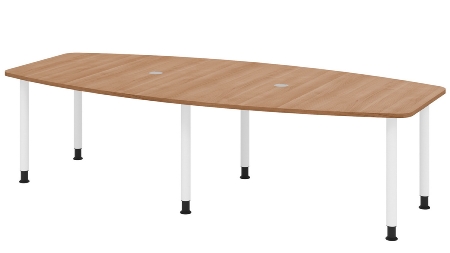 Hammerbacher Konferenztisch Serie KT22C Füße Ø60mm (BxTxH) 220x103/83x72-74cm Tischplatte Eiche/Chrom
