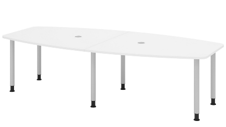 Hammerbacher Konferenztisch Serie KT22C Füße Ø60mm (BxTxH) 220x103/83x72-74cm Tischplatte Eiche/Chrom