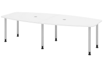 Hammerbacher Konferenztisch Serie KT22C Füße Ø60mm (BxTxH) 220x103/83x72-74cm Tischplatte Eiche/Chrom