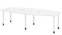 Hammerbacher Konferenztisch Serie KT22C Füße Ø60mm (BxTxH) 220x103/83x72-74cm Tischplatte Eiche/Chrom