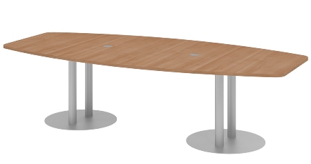 Hammerbacher Konferenztisch Serie KT52C Tellerfuß (BxTxH) 520x130/85x74cm Tischplatte Eiche/Chrom