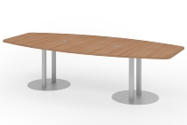 Konferenztisch Serie KT28S mit Säulenfuß Silber (BxTxH) 280x130/85x74,5cm Tischplatte Nussbaum