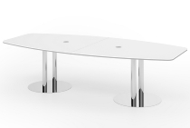 Konferenztisch Serie KT28S mit Säulenfuß verchromt (BxTxH) 280x130/85x74,5cm Tischplatte Weiß