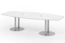 Konferenztisch Serie KT28S mit Säulenfuß Silber (BxTxH) 280x130/85x74,5cm Tischplatte Weiß
