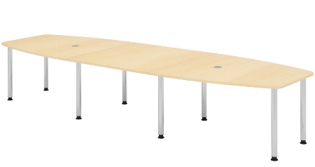 Hammerbacher Konferenztisch Serie KT22C Füße Ø60mm (BxTxH) 220x103/83x72-74cm Tischplatte Eiche/Chrom