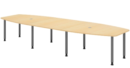 Hammerbacher Konferenztisch Serie KT22C Füße Ø60mm (BxTxH) 220x103/83x72-74cm Tischplatte Eiche/Chrom