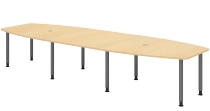 Hammerbacher Konferenztisch Serie KT22C Füße Ø60mm (BxTxH) 220x103/83x72-74cm Tischplatte Eiche/Chrom