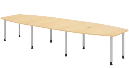 Hammerbacher Konferenztisch Serie KT22C Füße Ø60mm (BxTxH) 220x103/83x72-74cm Tischplatte Eiche/Chrom