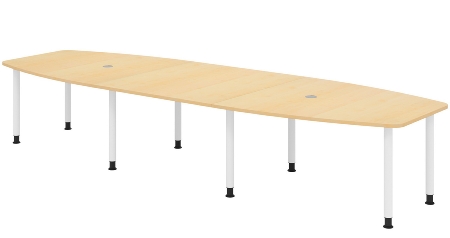 Hammerbacher Konferenztisch Serie KT22C Füße Ø60mm (BxTxH) 220x103/83x72-74cm Tischplatte Eiche/Chrom