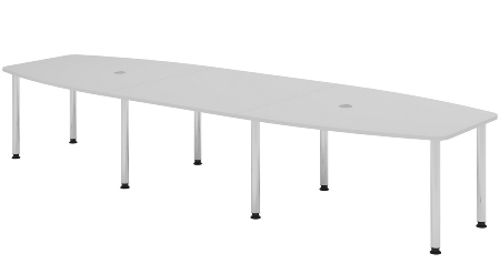 Hammerbacher Konferenztisch Serie KT22C Füße Ø60mm (BxTxH) 220x103/83x72-74cm Tischplatte Eiche/Chrom