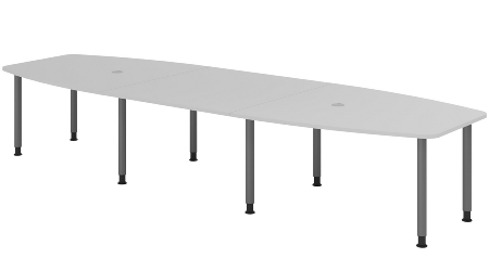Hammerbacher Konferenztisch Serie KT22C Füße Ø60mm (BxTxH) 220x103/83x72-74cm Tischplatte Eiche/Chrom