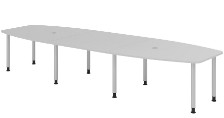 Hammerbacher Konferenztisch Serie KT22C Füße Ø60mm (BxTxH) 220x103/83x72-74cm Tischplatte Eiche/Chrom
