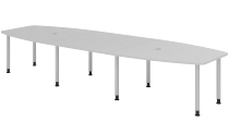 Hammerbacher Konferenztisch Serie KT22C Füße Ø60mm (BxTxH) 220x103/83x72-74cm Tischplatte Eiche/Chrom