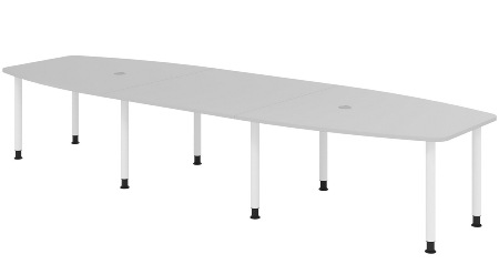 Hammerbacher Konferenztisch Serie KT22C Füße Ø60mm (BxTxH) 220x103/83x72-74cm Tischplatte Eiche/Chrom
