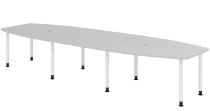 Hammerbacher Konferenztisch Serie KT22C Füße Ø60mm (BxTxH) 220x103/83x72-74cm Tischplatte Eiche/Chrom