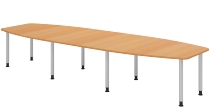 Hammerbacher Konferenztisch Serie KT22C Füße Ø60mm (BxTxH) 220x103/83x72-74cm Tischplatte Eiche/Chrom