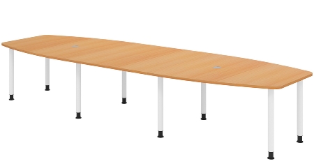 Hammerbacher Konferenztisch Serie KT22C Füße Ø60mm (BxTxH) 220x103/83x72-74cm Tischplatte Eiche/Chrom