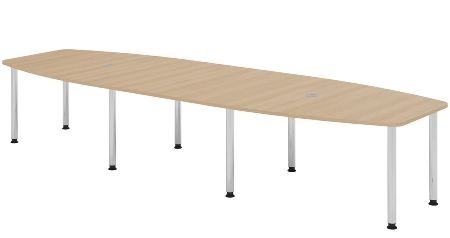 Hammerbacher Konferenztisch Serie KT22C Füße Ø60mm (BxTxH) 220x103/83x72-74cm Tischplatte Eiche/Chrom