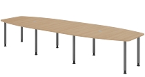 Hammerbacher Konferenztisch Serie KT40C Füße Ø60mm (BxTxH) 400x130/85x72-74cm Tischplatte Eiche/Graphit