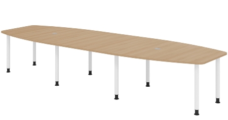 Hammerbacher Konferenztisch Serie KT22C Füße Ø60mm (BxTxH) 220x103/83x72-74cm Tischplatte Eiche/Chrom