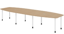 Hammerbacher Konferenztisch Serie KT22C Füße Ø60mm (BxTxH) 220x103/83x72-74cm Tischplatte Eiche/Chrom