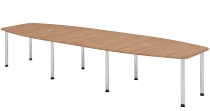 Hammerbacher Konferenztisch Serie KT22C Füße Ø60mm (BxTxH) 220x103/83x72-74cm Tischplatte Eiche/Chrom