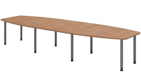 Hammerbacher Konferenztisch Serie KT22C Füße Ø60mm (BxTxH) 220x103/83x72-74cm Tischplatte Eiche/Chrom