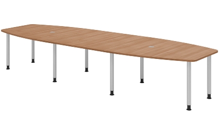 Hammerbacher Konferenztisch Serie KT22C Füße Ø60mm (BxTxH) 220x103/83x72-74cm Tischplatte Eiche/Chrom