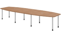 Hammerbacher Konferenztisch Serie KT40C Füße Ø60mm (BxTxH) 400x130/85x72-74cm Tischplatte Nussbaum/Silber