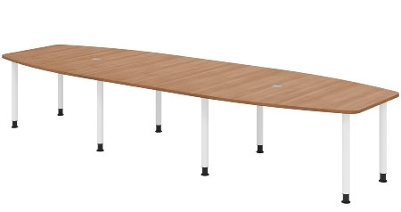 Hammerbacher Konferenztisch Serie KT22C Füße Ø60mm (BxTxH) 220x103/83x72-74cm Tischplatte Eiche/Chrom