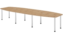 Hammerbacher Konferenztisch Serie KT22C Füße Ø60mm (BxTxH) 220x103/83x72-74cm Tischplatte Eiche/Chrom