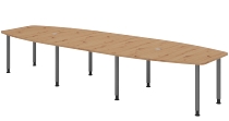 Hammerbacher Konferenztisch Serie KT22C Füße Ø60mm (BxTxH) 220x103/83x72-74cm Tischplatte Eiche/Chrom