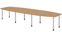 Hammerbacher Konferenztisch Serie KT22C Füße Ø60mm (BxTxH) 220x103/83x72-74cm Tischplatte Eiche/Chrom