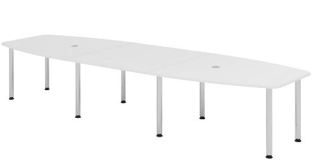 Hammerbacher Konferenztisch Serie KT22C Füße Ø60mm (BxTxH) 220x103/83x72-74cm Tischplatte Eiche/Chrom
